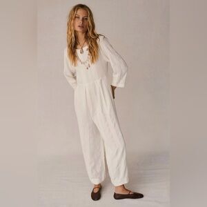 Free People Shiloh Long-Sleeve Linen Jumpsuit